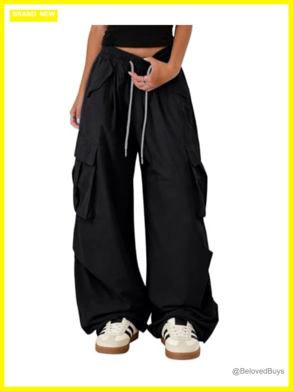 Women's Baggy Cargo Pants Y2K Barrel Wide Leg Parachute Trousers